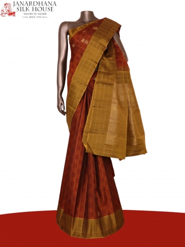Mayil Chakram Payadi Checks Kanjeevaram Silk Saree